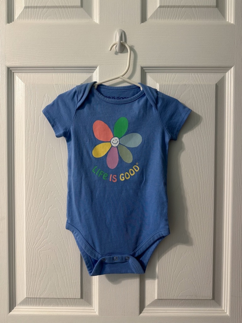 Life Is Good Blue Onesie with Multicolor Flower